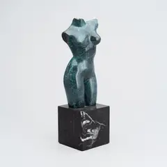 A woman by José Luis Pequeño, enameld bronze on marble stand, sold Apr 2026