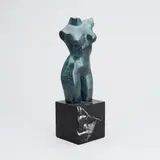 José Luis Pequeño, A woman, enameld bronze on marble stand