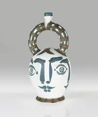 Pablo Picasso, Vase aztèque aux quatre visages, 1957, Ceramics. Weißer Scherben mit Engobendekor,; ceramic, Madoura edition