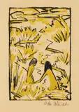 Otto Mueller, Zwei Badende im Bach, 1922, Lithograph in colors