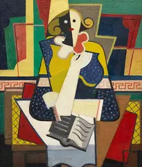 Rudolf Ausleger, Figur mit Buch, 1925, Oil on canvas