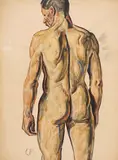 Christian Rohlfs, Männlicher Rückenakt, 1909, Watercolor