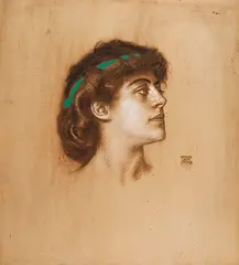 Franz von Stuck, Porträt einer Dame, 1907, Pastel