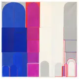 Heinz Kreutz, blau, violett - weiß - grau, 1967, Mixed media