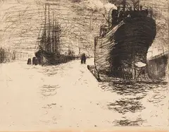 Emil Nolde, Hamburg, Reiherstiegdock, 1910, Etching and aquatint