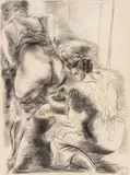 George Grosz, Die Zofe, 1936, Chalk drawing