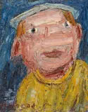 Clifford Holmead Phillips, Mann mit flacher Kappe und im gelben Sport Shirt, 1972, Oil on canvas