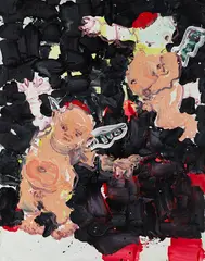 Cornelius Völker, Puttiklatsch XXIII, 1996, Oil on canvas