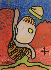 Gaston Chaissac, L'escargot lunaire, 1958, Oil on canvas