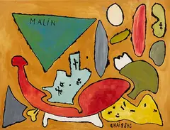 Gaston Chaissac, Malin, 1960, Oil on fibreboard