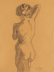 Fritz Bleyl, Rückenakt, 1905, Pencil drawing