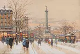 Eugène Galien-Laloue, Place de la Bastille en hiver, 1900, Pencil