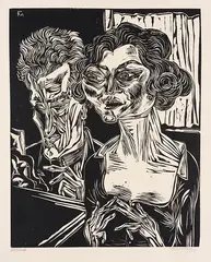 Conrad Felixmüller, Sängerin und Komponist, 1923, Woodcut