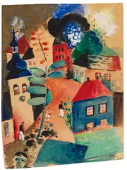 Ernst Fritsch, Dorfstraße, 1920, Watercolor
