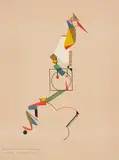 Lothar Schreyer, Figur des männlichen Intellektes, 1920, Lithograph in colors