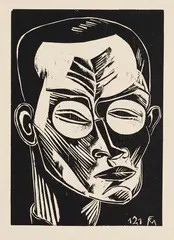 Selbstbildnis by Conrad Felixmüller, 1920, Holzschnitt auf Velin, sold Feb 2026