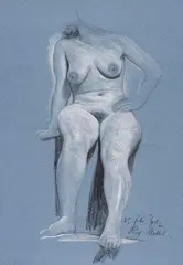Richard Müller, Sitzender weiblicher Akt, 1931, Chalk drawing