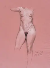 Richard Müller, Weiblicher Akt, 1932, Chalk drawing