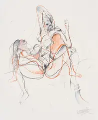 Wolf Vostell, ohne Titel, 1985, Colored crayon drawing