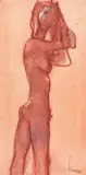 Ludwig Peter Kowalski, Rote nackte Frau, 1955, Pastel