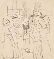 Max Beckmann, Beim Pferdemarkt (bei der Pferderennbahn?), 1923, Pencil drawing