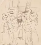 Max Beckmann, Beim Pferdemarkt (bei der Pferderennbahn?), 1923, Pencil drawing