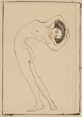 Max Klinger, Aktstudien (5 Bll.), 1900, India ink drawing