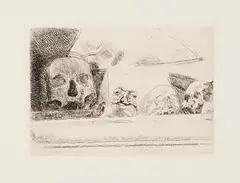 James Ensor, Crânes et Masques (Skulls and Masks), 1888, Etching