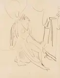 Ernst Ludwig Kirchner, Weiblicher Akt im Atelier, 1909, Pencil drawing