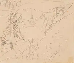 Ernst Ludwig Kirchner, Bergtanne im Tal (Davos), 1920, Pencil drawing