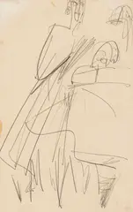Ernst Ludwig Kirchner, Sängerin am Flügel, 1914, Pencil drawing