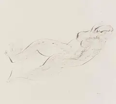 Jean Fautrier, Liegende Frauenakte (3 Bll.), 1944, India ink drawing