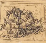 Hans von Marées, Reiterstudien, 1890, Pencil drawing