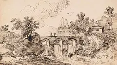 Franz Innocenz Josef Kobell, und Ferdinand Kobell: Landschaftsstudien (5 Blatt), 1750, Sepia
