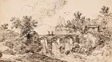 Franz Innocenz Josef Kobell, und Ferdinand Kobell: Landschaftsstudien (5 Blatt), 1750, Sepia