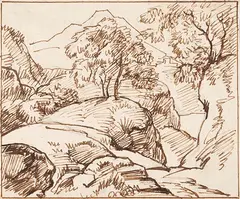 Franz Innocenz Josef Kobell, Landschaftsstudien (5 Bll.), 1780, Pen and ink drawing