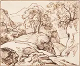 Franz Innocenz Josef Kobell, Landschaftsstudien (5 Bll.), 1780, Pen and ink drawing