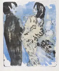 Emil Nolde, Junges Paar, 1913, Lithograph in colors