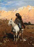 Ein kaukasischer Reiter by Alfred von Wierusz-Kowalski, Um 1880, Oil on panel, sold Dec 2025