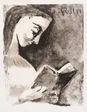 Jacqueline lisant by Pablo Picasso, 1958, Lithograph, sold Dec 2025