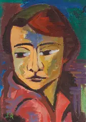 Karl Schmidt-Rottluff, Mädchenkopf, 1930, Oil on canvas