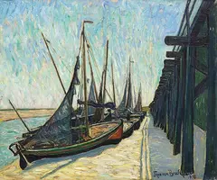 Fischerboote bei Ebbe by Theo von Brockhusen, 1910, Oil on canvas, sold Dec 2025