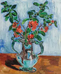 Hans Purrmann, Japanische Kirschblüten in Glasvase, 1932, Oil on canvas