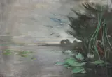 Karl Hagemeister, Märkische Seenlandschaft mit Seerosen, Um 1905, Pastel on canvas