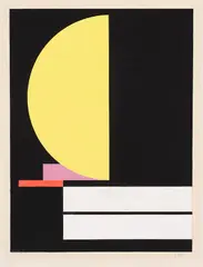 Walter Dexel, Figuration mit gelber Halbscheibe, 1927, Tempera