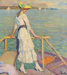 Edward Cucuel, Abend am See, Wohl um 1920, Oil on canvas