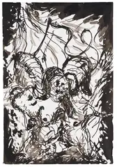 Georg Baselitz, Ohne Titel (Fahne), 1965, Pen and India ink drawing, with wash
