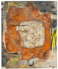 Bar-ba-rossa by Emil Schumacher, 1955, Oil, sand and silver on canvas, sold Dec 2025