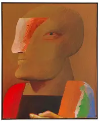 Portrait nach Tizian by Horst Antes, 1972, Aquatec on canvas, sold Dec 2025