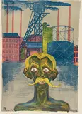 Conrad Felixmüller, Kohlenbergarbeiter, 1920, Lithograph in colors